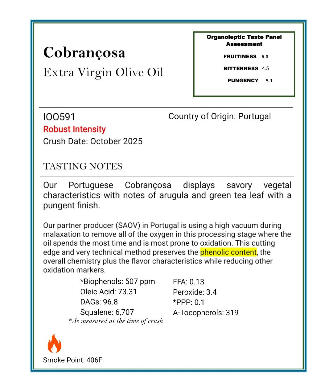 Cobrançosa Extra Virgin Olive Oil 2025
