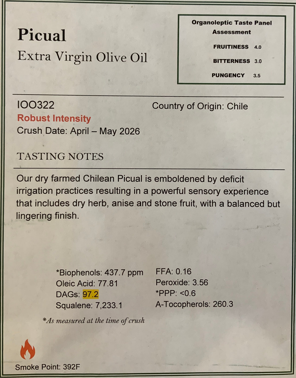2026 Picual Extra Virgin Olive Oil